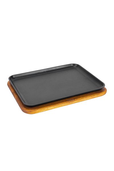 Lava Cast Rectangular Serving Plate Beech Serving WoodSize 34x25cm