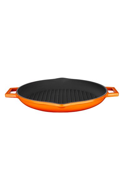 Lava Cast Round Grill Pan Cast Iron Solid Double Handle Diameter(Ø)30cm