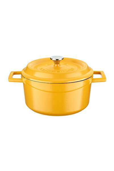 Lava وعاء دائري مصبوب مقاس 20 سم - سلسلة زنبركية بمقبض حديدي