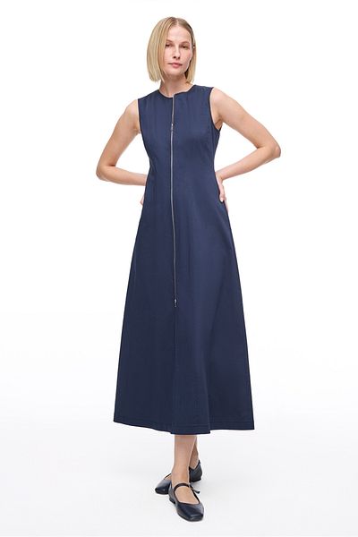 Perspective Navy Blue Milos Regular Fit Long Length Dress