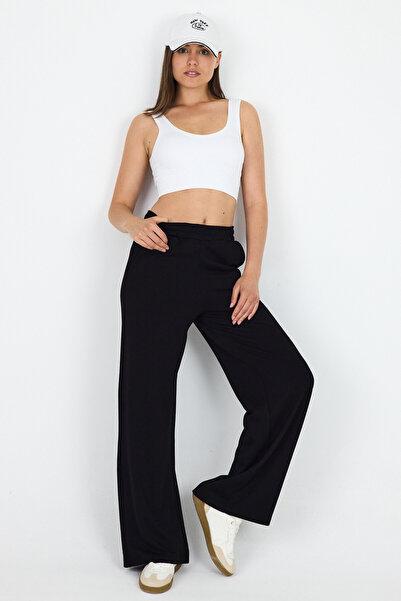 Rays Trening negru cu talie elastică cu picioare largi 2001