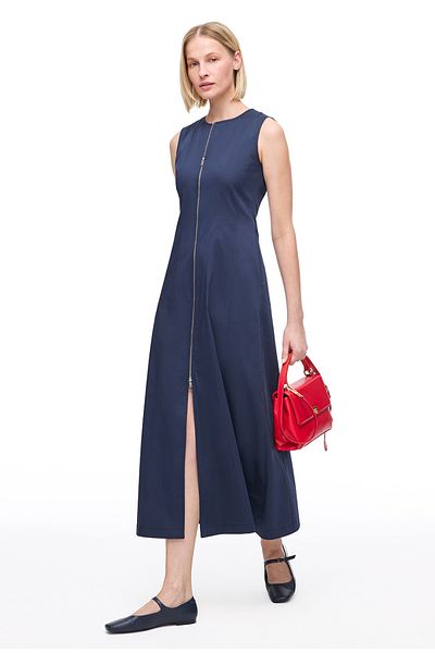 Perspective Navy Blue Milos Regular Fit Long Length Dress