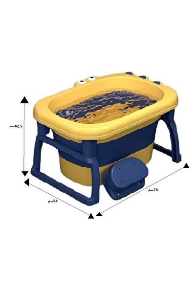FULLJOY حوض استحمام للأطفال قابل للطي على شكل تمساح مع كرسي ,76*54*42.5 سم