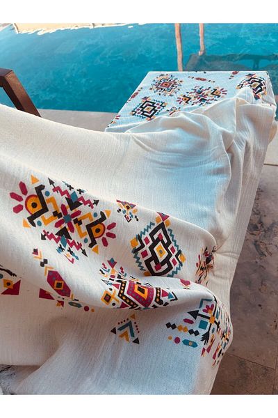 Batu Tasarım 100% Cotton Double Layer Muslin Beach Towel - Ethnic