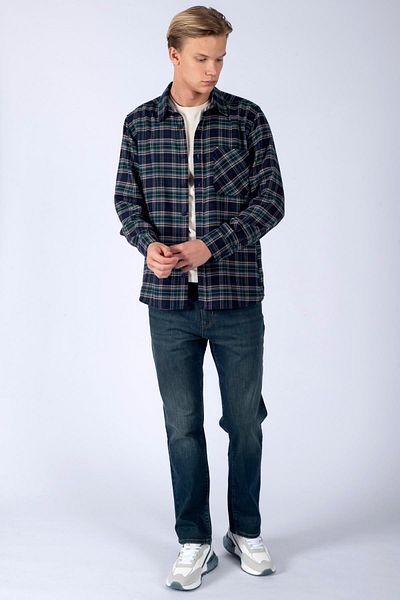 Lee Cooper Мъжка тъкана риза с дълъг ръкав Argoses, тъмносиня