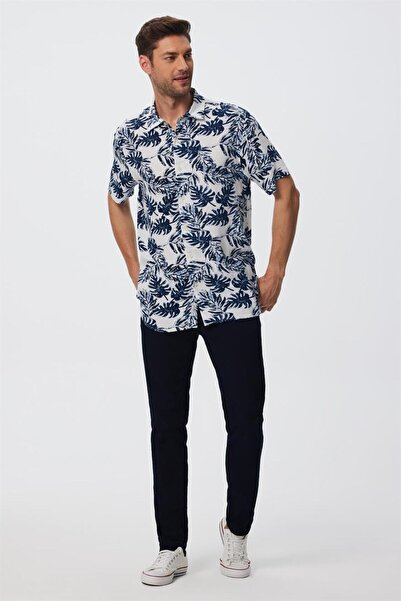 Lee Cooper Eddie Men's 100% Cotton Woven Shirt White Indigo