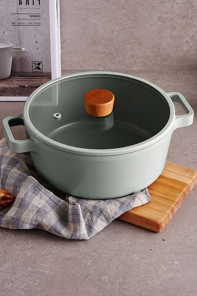 Prima Nova 24cm Gray Aluminum Fika Pot - Cast with Glass Lid