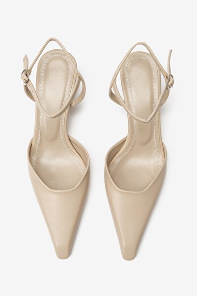 Seniorah Beige Skin Ankle Strap Women's Heeled Shoes