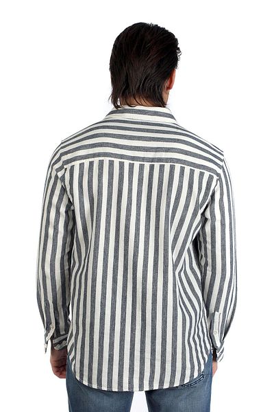 Lee Cooper Ανδρικό υφαντό πουκάμισο Cizjo Ecru-Navy Blue