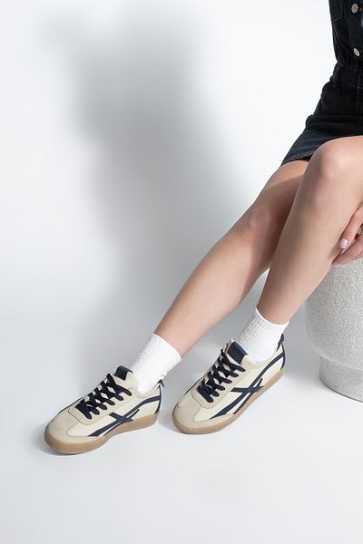 Marjin Women's Sneaker Lace-Up Sports Shoes Alvena Navy Blue
