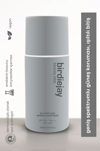 Birdiejay Mineral Filtered Sunscreen - Spf 50 | Non-whitening, 50ml, Transparent