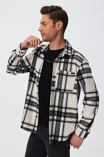 Lee Cooper Ανδρικό Πουκάμισο με Μακρυμάνικο Υφασμάτινο Argos σε Μαύρο-Λευκό Καρό