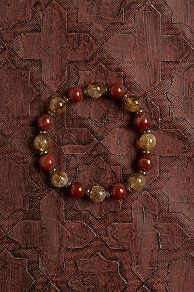 Saff Doğal Taş Certified Natural Citrine & Agate Bracelet