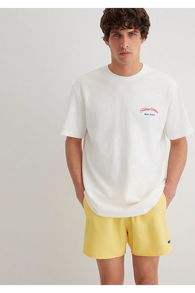 Mavi Feeling Chilled Printed Ecru T-Shirt Loose Fit / Loose Relaxed Cut 0612666-70057