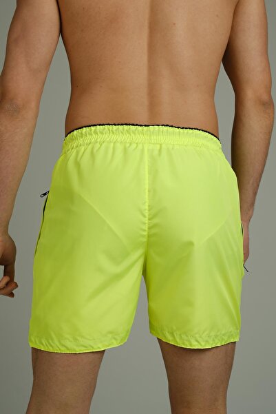 Oksit Alvise Slim Fit Beli Renk Detay Şeritli Basic Erkek Deniz Şortu