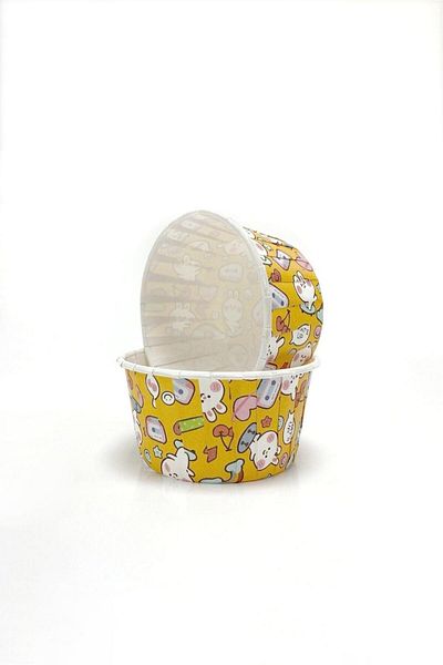 EFE PASTACILIK Yellow Rabbit Patterned Cake Capsule 50 Pieces |   Colored Muffin Cupcake Paper – 50X39 mm