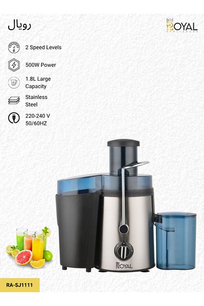 Royal Juice Extractor 1.8 L 500 W With 2 Speeds Large Capacity S.s Housing & Mesh Strainer, Ra-sj1111