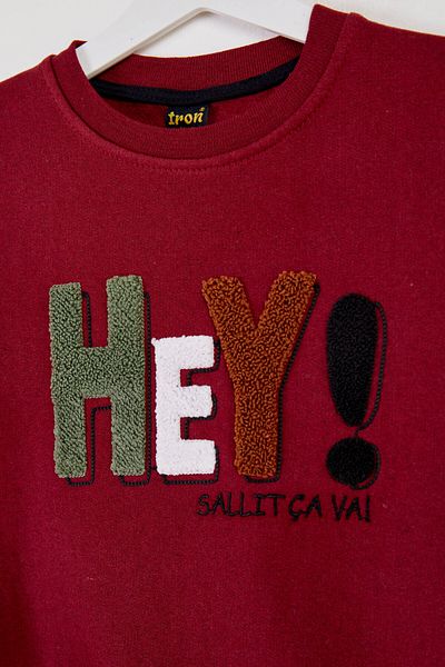 TOFİSA Boy's Claret Red Printed Sweatshirt - 26440