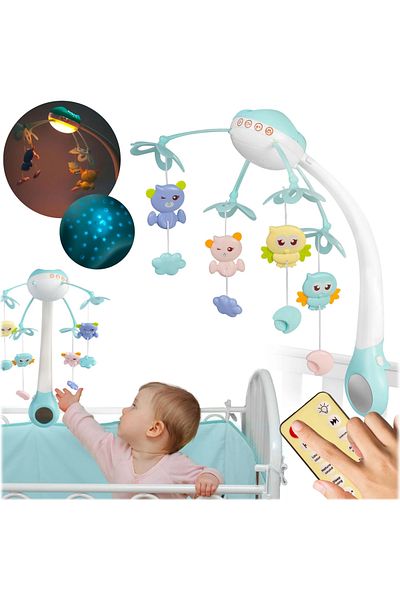 Smart Vibe Sweetsleep Kindervibe™ Musical Crib Carousel, With Remote Control and Timer Function, Blue