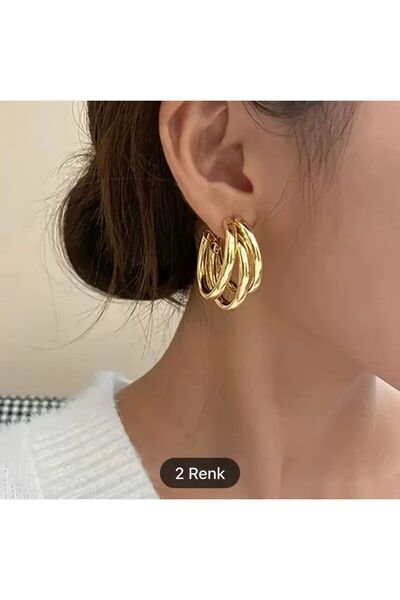ŞIK VİNTAGE ESİNTİLİ HALKA KÜPE