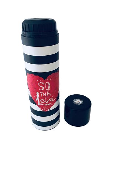 Herevin ترمس 410 سي سي مع كوب منقوش /So This Love