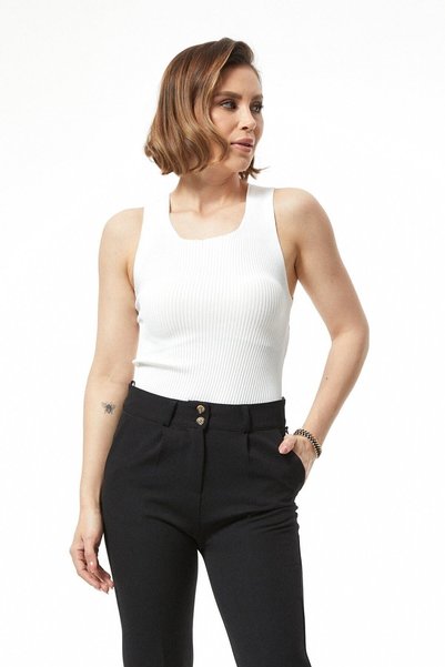 Aslında Look Knitwear Lycra Short Sleeve Bady Blouse T-shirt