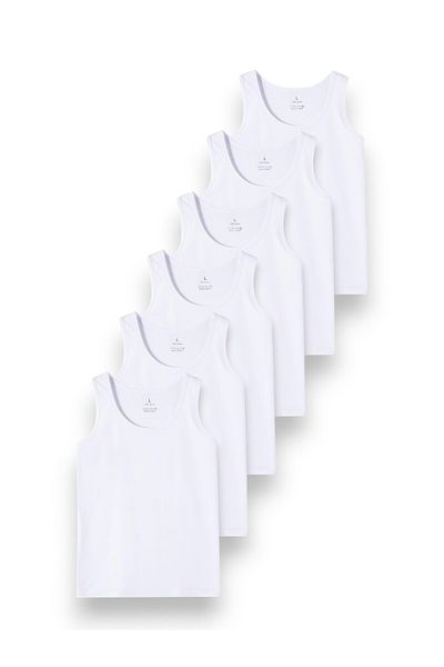 LAUMA Men's White Undershirt 6 Pack |   100% Cotton |   Breathable Fabric |   Casual Underwear
