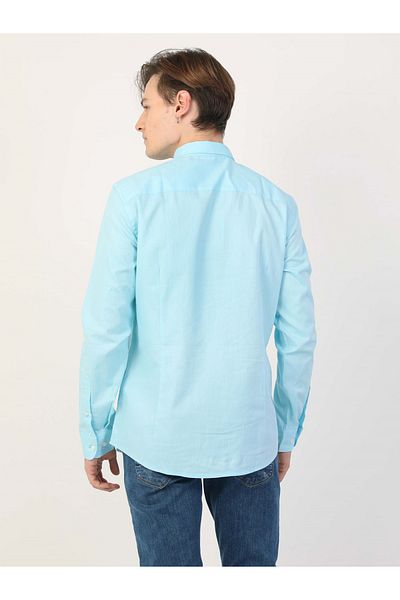 Colin's Cămașă Slim Fit Gât Cămașă cu mânecă lungă pentru bărbați, verde mentă