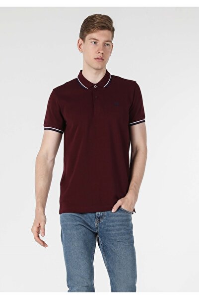 Colin's Класичний комір поло з прямим чоловічим бордовим коміром з коротким рукавом