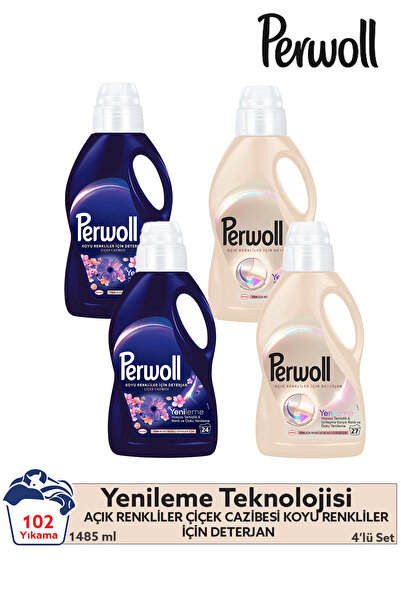 Perwoll Açık Renkliler 2x 1.485 ml 27 Yıkama & Çiçek Cazibesi Koyu Renkler X2...