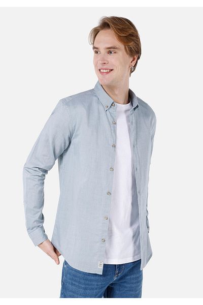 Colin's Slim Fit Shirt Neck Men's Green Long Sleeve Shirt Cl1048576