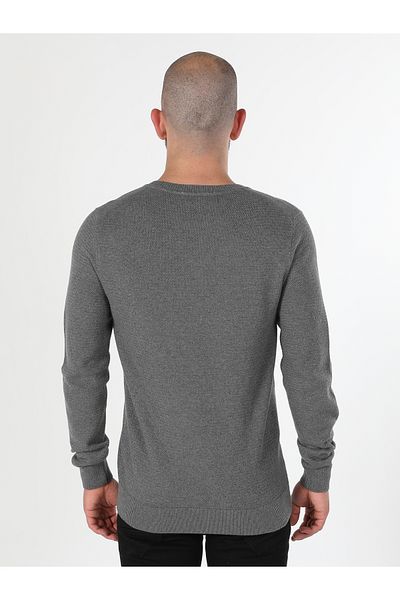 Colin's Men's Gray Melange Regular Fit Crew Neck Sweater - Cl 1046786