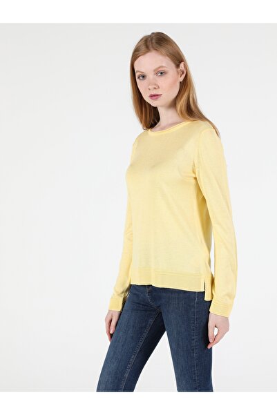 Colin's Regular Fit Yuvarlak Yaka Kadın Sari Kazak