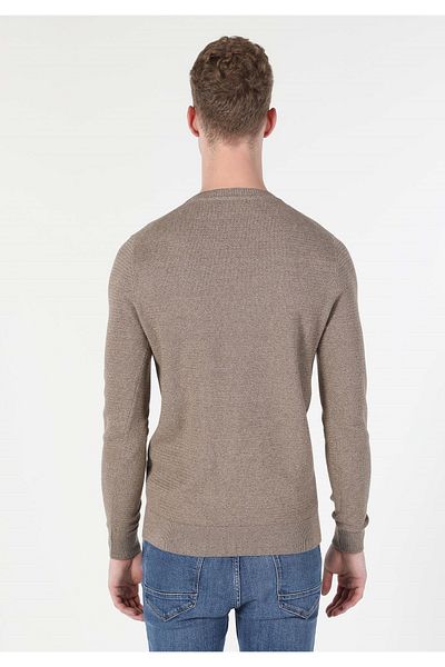 Colin's Regular Fit Round Neck Jacquard Men's Gray Sweater Cl 1046786