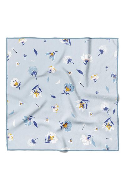Modabutik Bandana de dama cu model floral 50x50 albastru deschis Dg0157-22 Snz