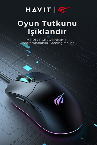 Havit Gamenote MS1014 RGB Gaming Oyuncu Mouse – 7200 DPI, 7 Tuş, Ergonomik Tasarım, USB Kablolu