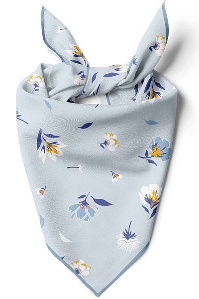 Modabutik Bandana de dama cu model floral 50x50 albastru deschis Dg0157-22 Snz