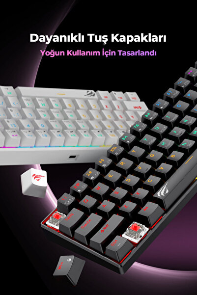 Havit Gamenote Kb903l %60 Mekanik Blended Aydınlatma Oyuncu Klavyesi - 61 Tuş - Red Switch - Eng Q