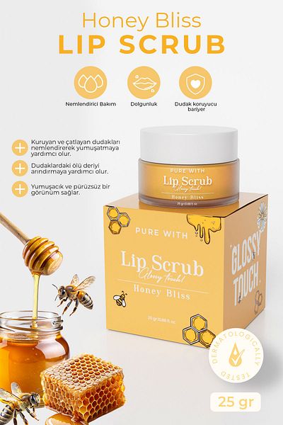 Purewith Glossy Touch Lip Scrub Honey Bliss Lip Peeling