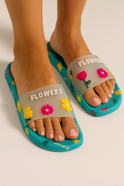Shoebuo Figured Banded Pool, Bath and Beach Women's Slippers