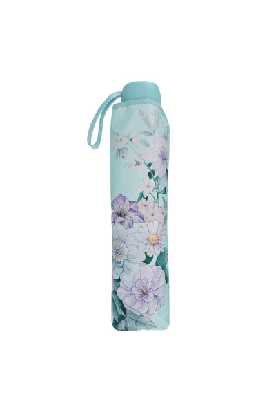 Wexta Uv 50 Dışı Ve Içi Çiçek Desenli 8 Telli Şemsiye Turkuaz