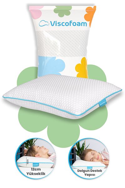 Viscofoam Comfy Orthopedic Pillow with Neck Support Chubby Visco Pillow - 55x35x12cm