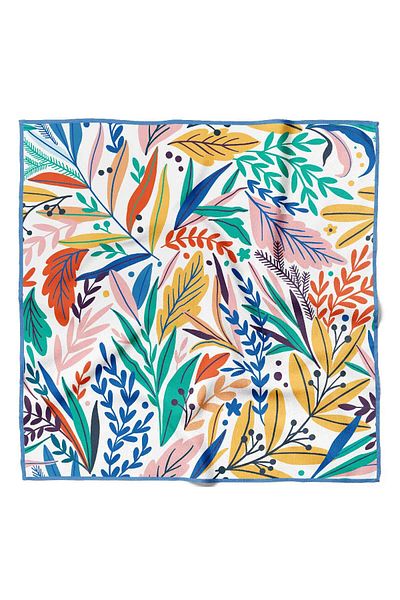 Modabutik A15 Women's Garden Patterned Bandana 50X50 Yellow Green Dg0165-22 Snz