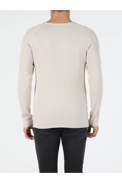 Colin's Pulover pentru bărbați, slim fit, cu gât rotund, bej