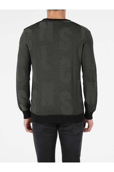 Colin's Slim Fit Round Neck Men's Green Sweater
