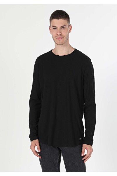 Colin's Regular Fit Yuvarlak Yaka Düz Erkek Siyah Uzun Kol Tişört