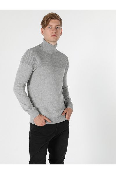 Colin's Slim Fit Half Turtleneck Men's Gray Sweater