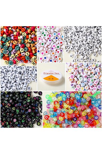 Choice Model A 7color 700 Pieces Of 7 Color Acrylic Alphanumeric Beads & 1 Roll Elastic String Jewelry Made
