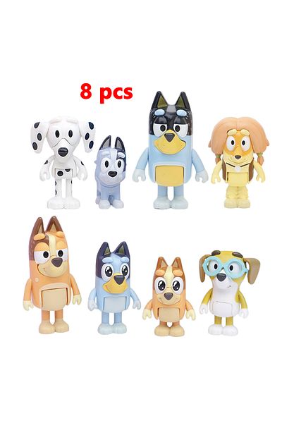 bluey 02 Figures Cute Dog Bandit Chilli Bingo Indy Chloe Anime Action Figure Movable Joints Model Do
