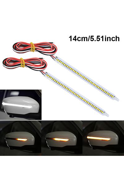 Choice 14cm 2pcs Seametal 12v Led Car Rearview Mirror Indicator Lamp Auto Headlight Strip Turn Signal Flowi